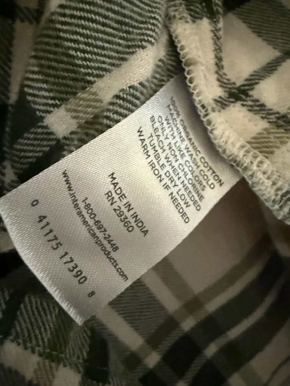Dip Green and White Plaid Shirt.     Organic Cotton - Picture 5 of 7
